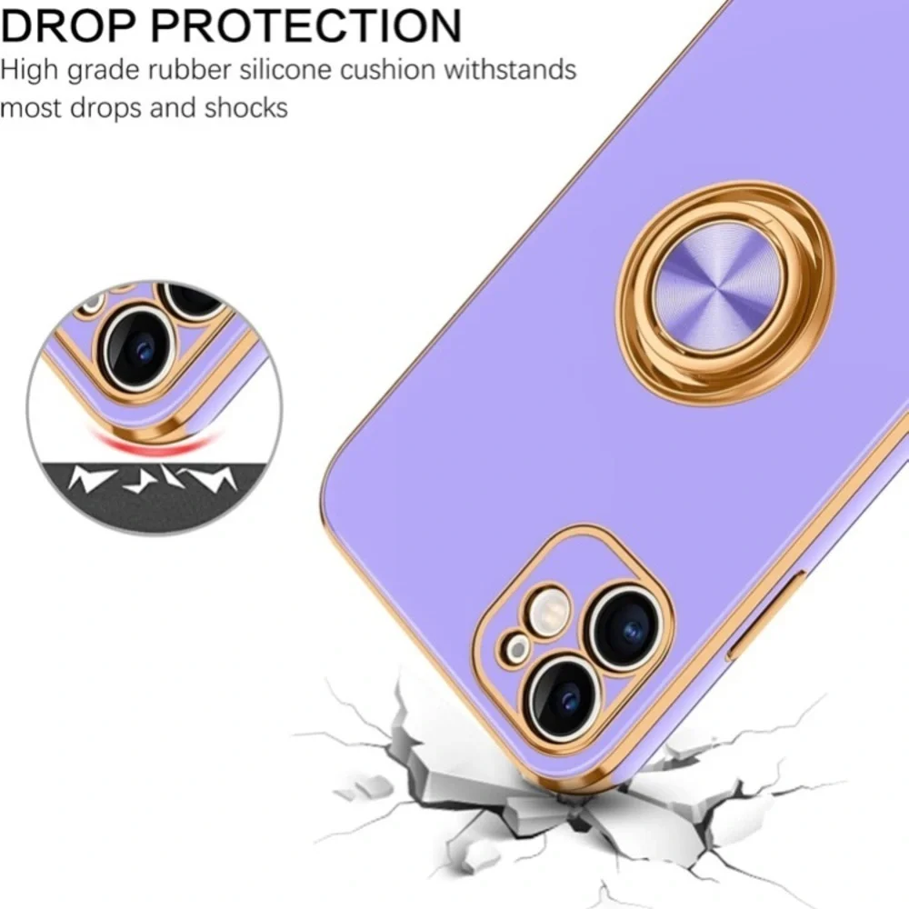 PHONE CASE: iPhone 11 Lavender/Gold 360° Holder, Shockproof, Kickstand, Magnetic
